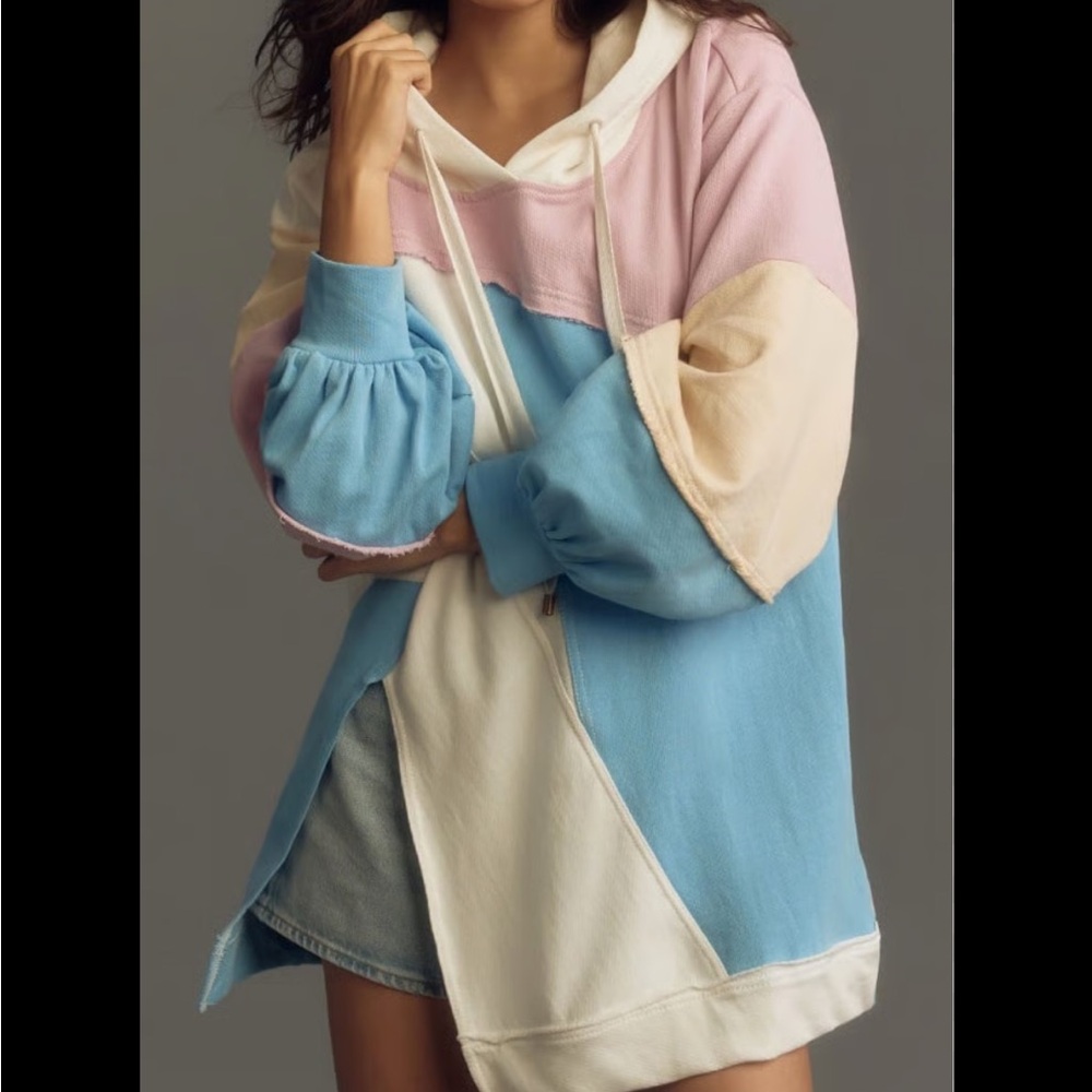Anthropologie Pilcro Pastel Colorblock Oversized Hoodie